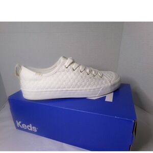 NIB KEDS WOMEN'S 8.5 WHITE DAISY EYELET CRUISE SLIP ON SHOES